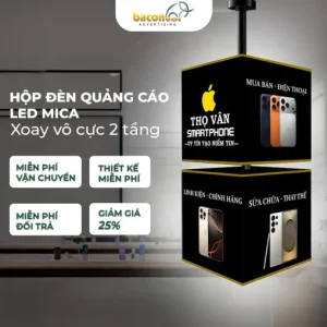 Biển hộp đèn xoay LED mica 2 tầng